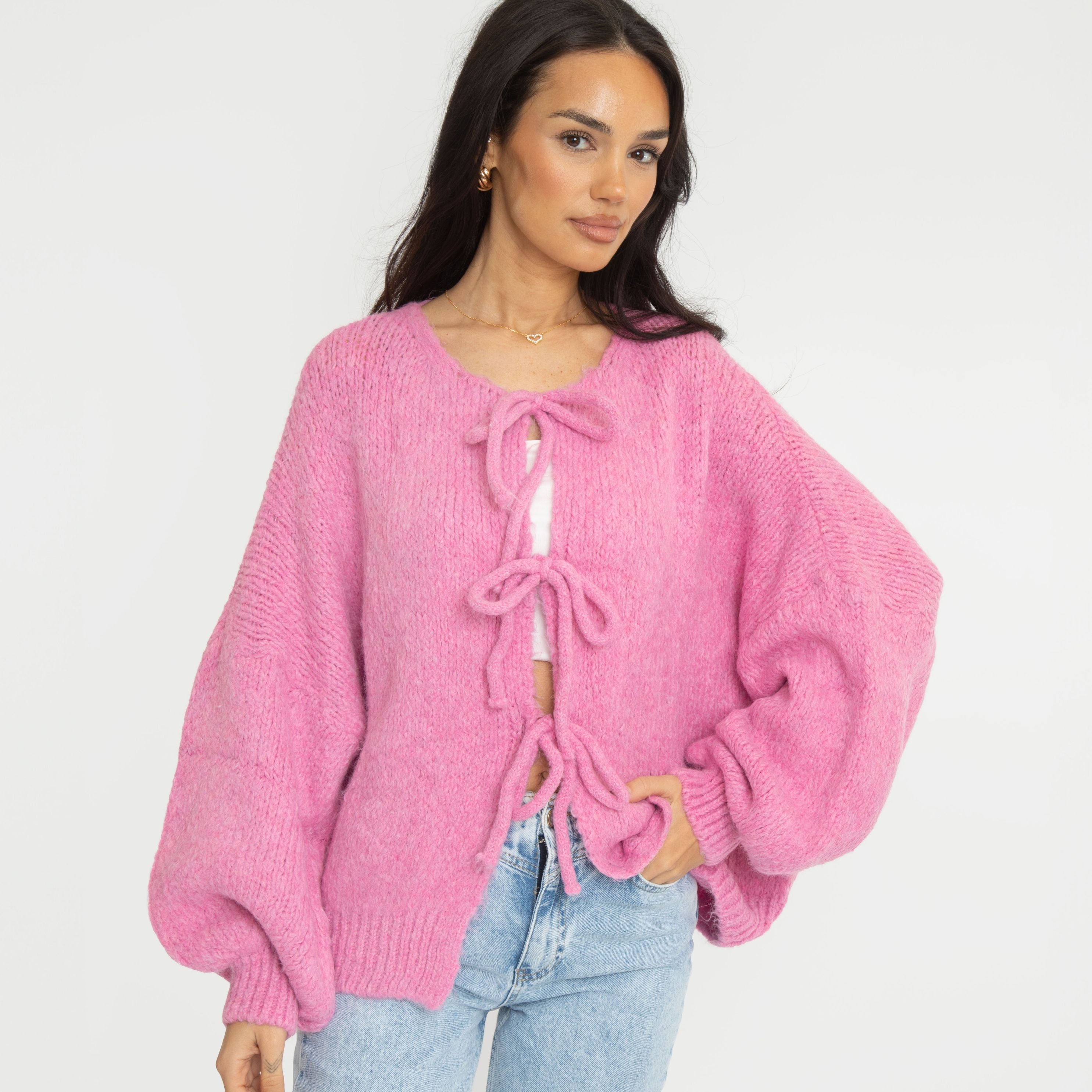 Oversized Cardigan mit Schleifen