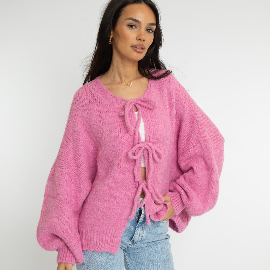 Oversized Cardigan mit Schleifen