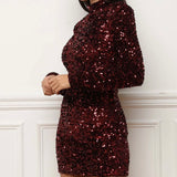 Sparkle Elegance Dress mit Schulterpolstern