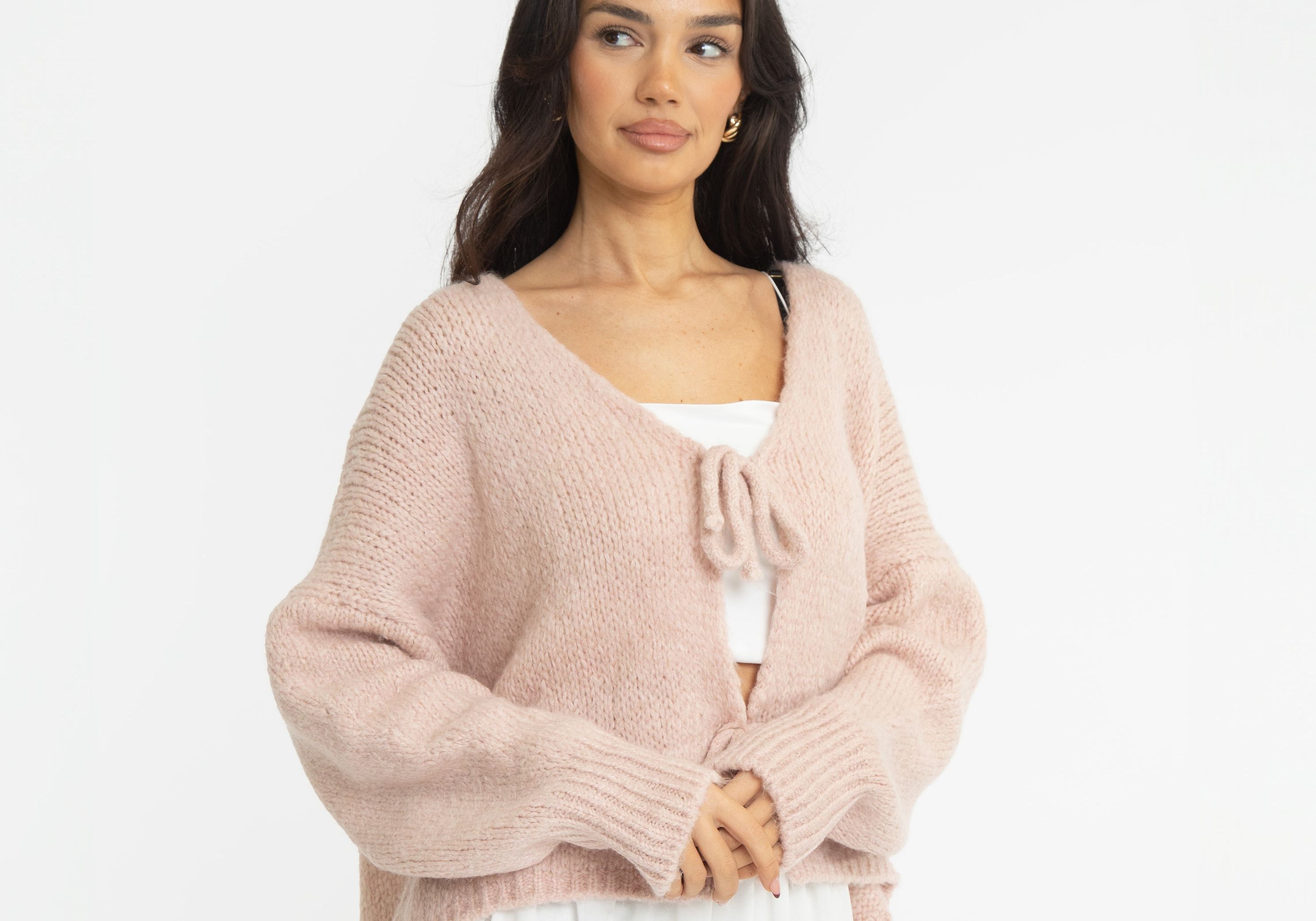 V-Ausschnitt Schleifen Cardigan