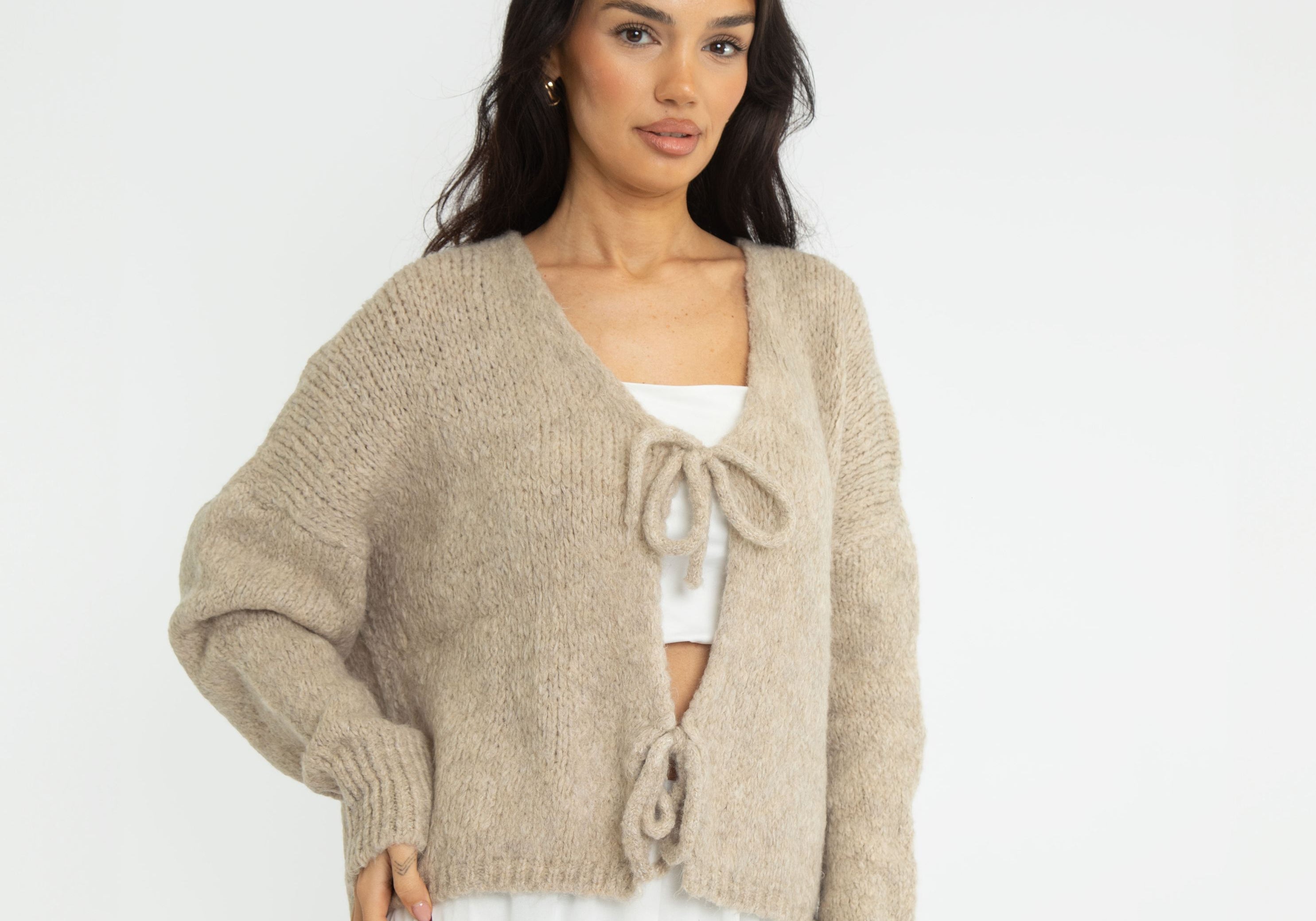 V-Ausschnitt Schleifen Cardigan