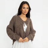 V-Ausschnitt Schleifen Cardigan