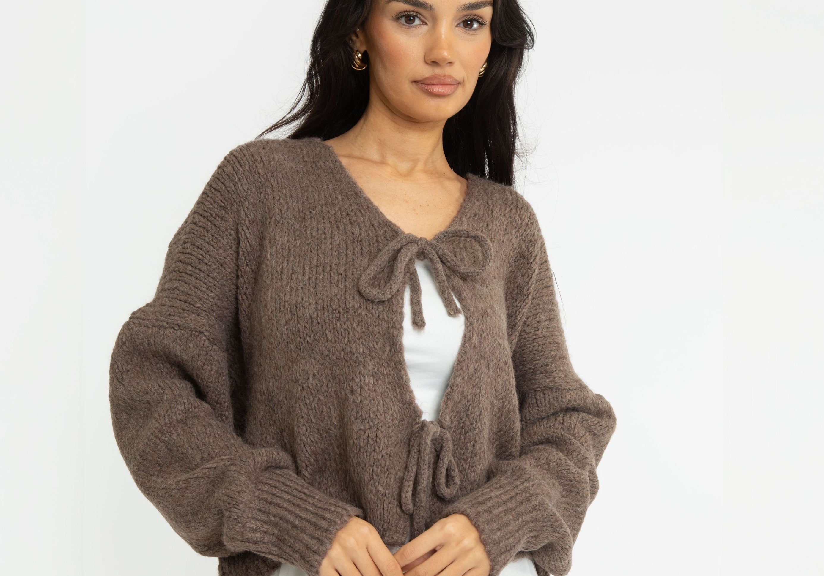 V-Ausschnitt Schleifen Cardigan