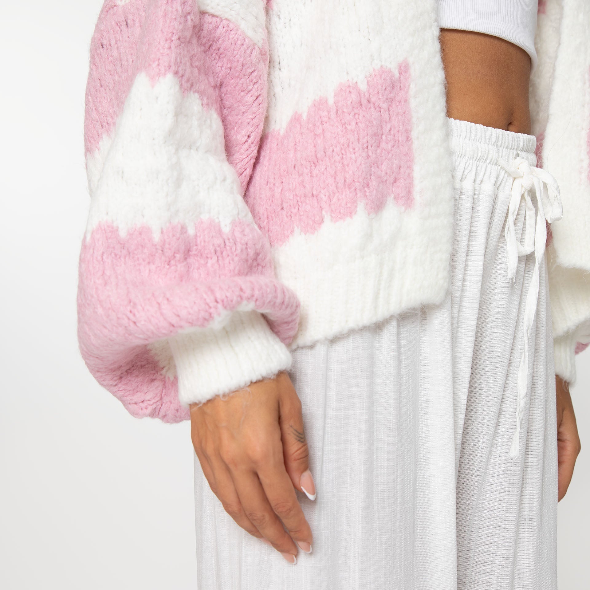 2er Pack Bold Stripes Oversized Cardigan Soft Rosa & Breezy Knit Cardigan - JEWELINA