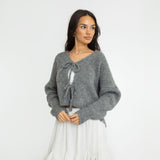 V-Ausschnitt Schleifen Cardigan