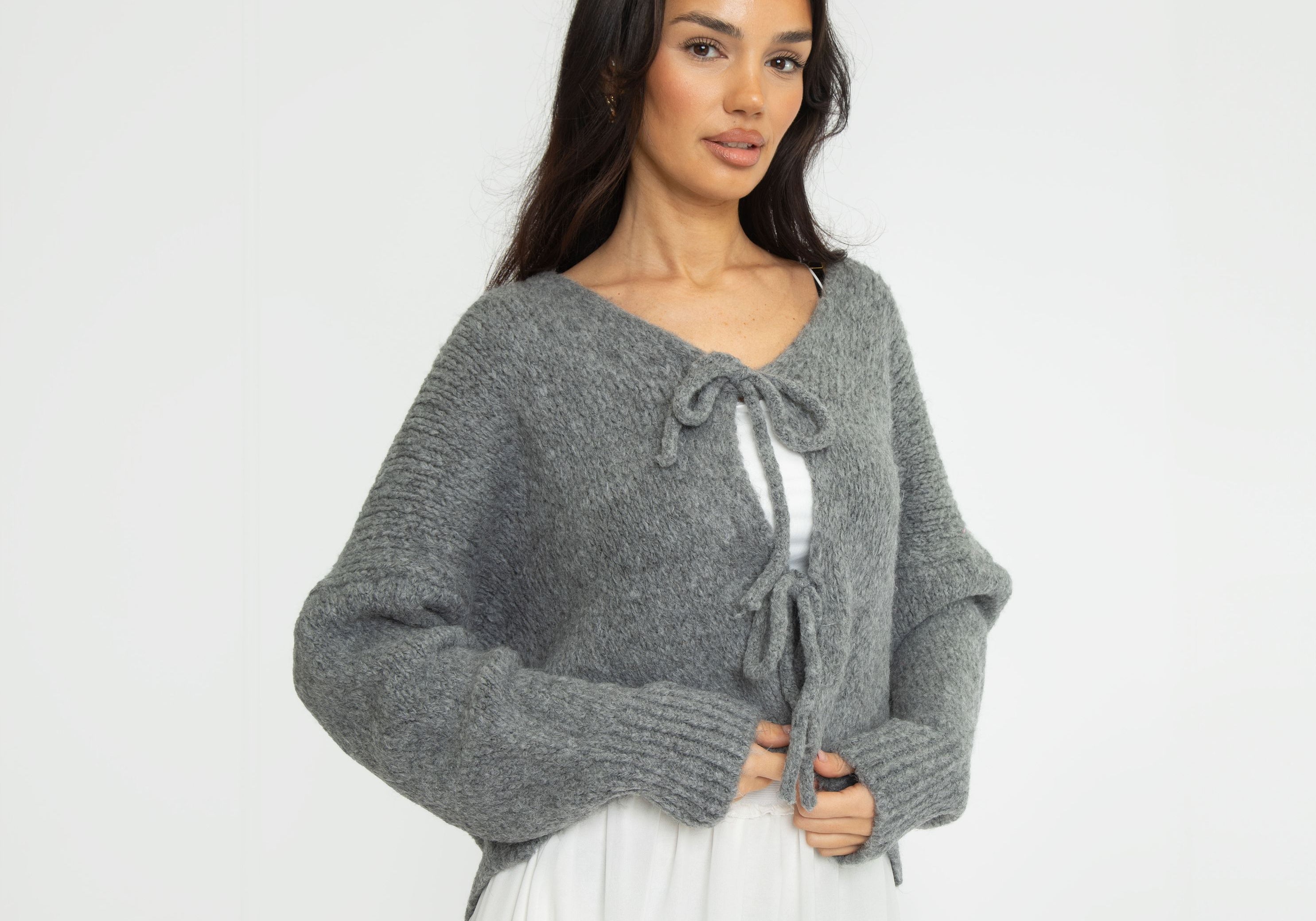 V-Ausschnitt Schleifen Cardigan