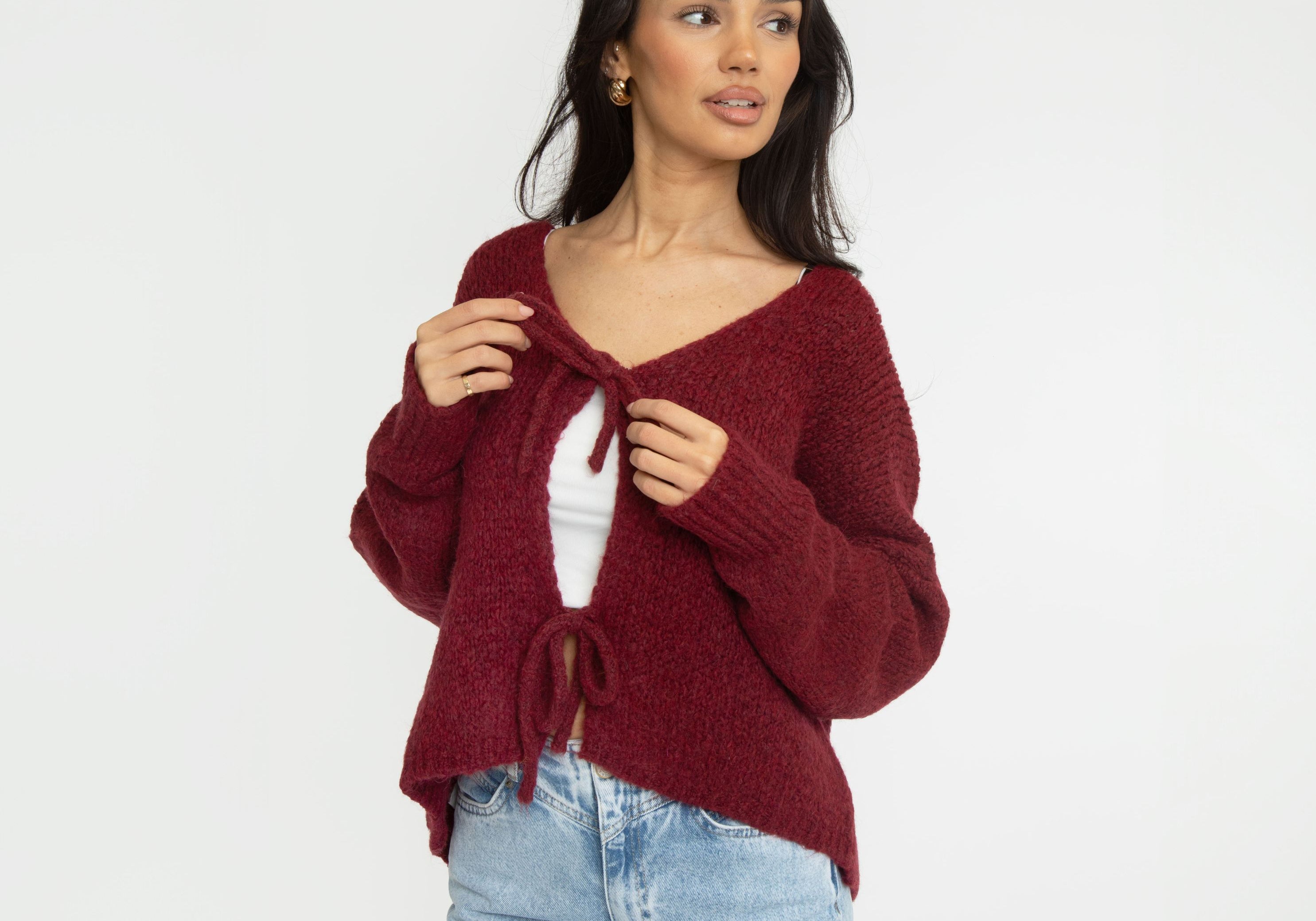 V-Ausschnitt Schleifen Cardigan