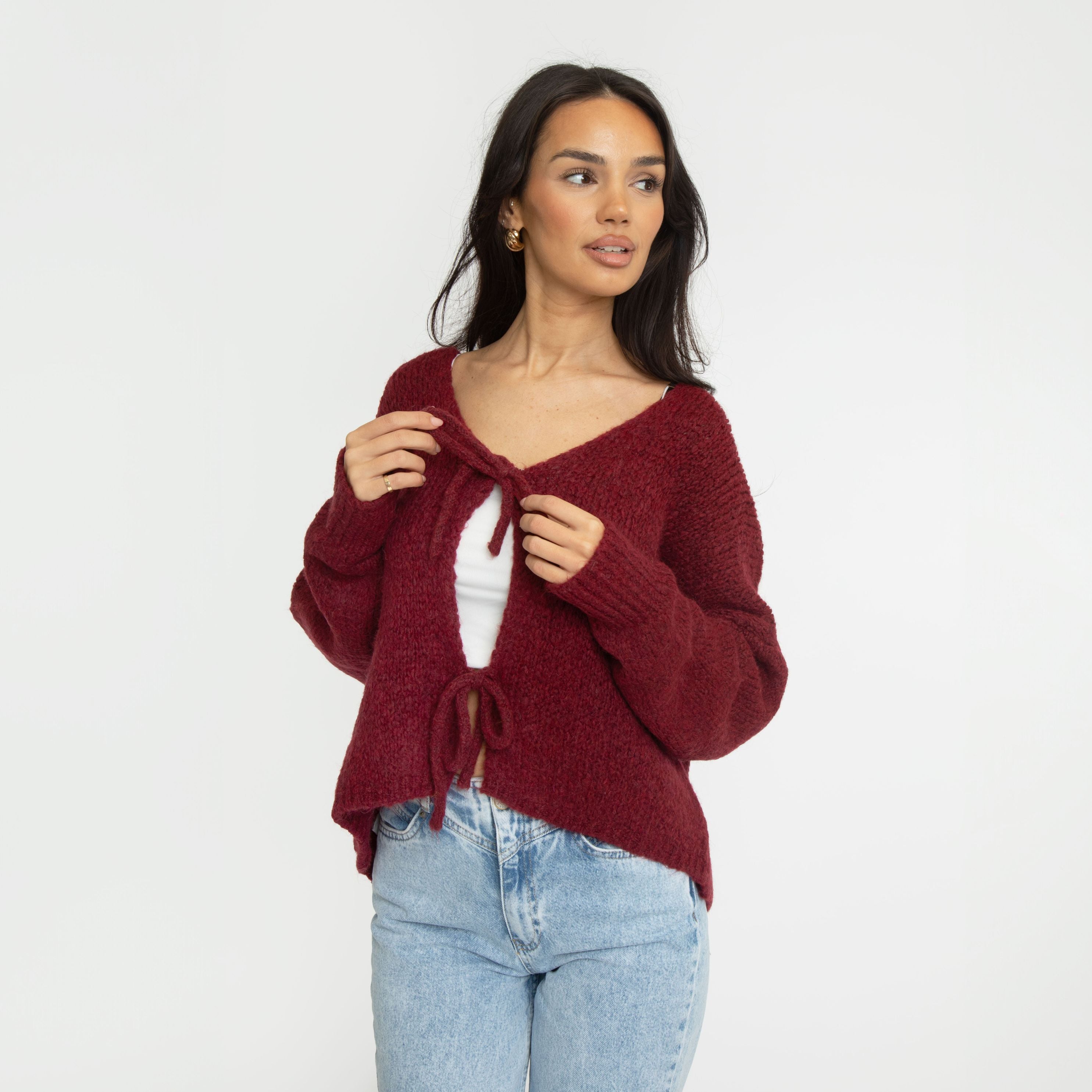 V-Ausschnitt Schleifen Cardigan