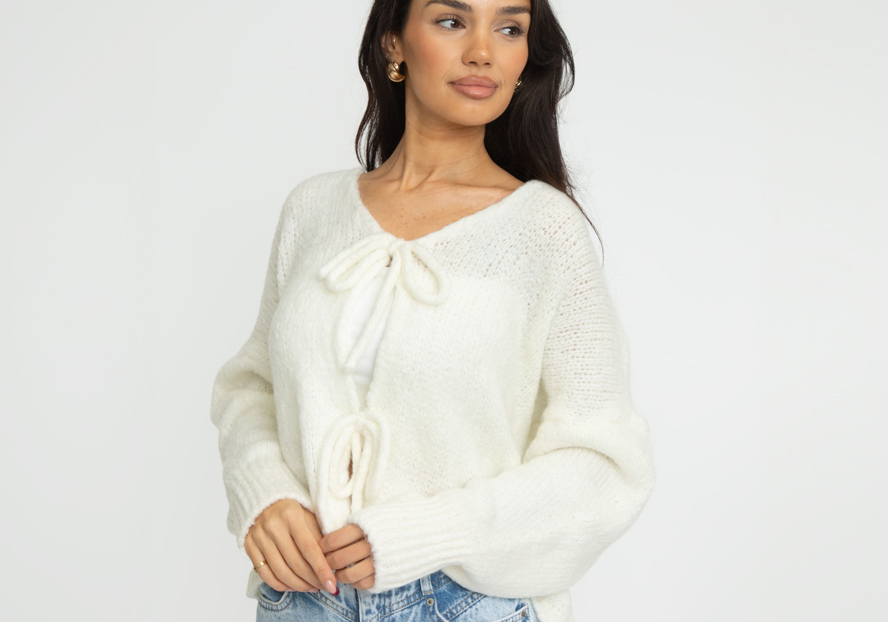 V-Ausschnitt Schleifen Cardigan