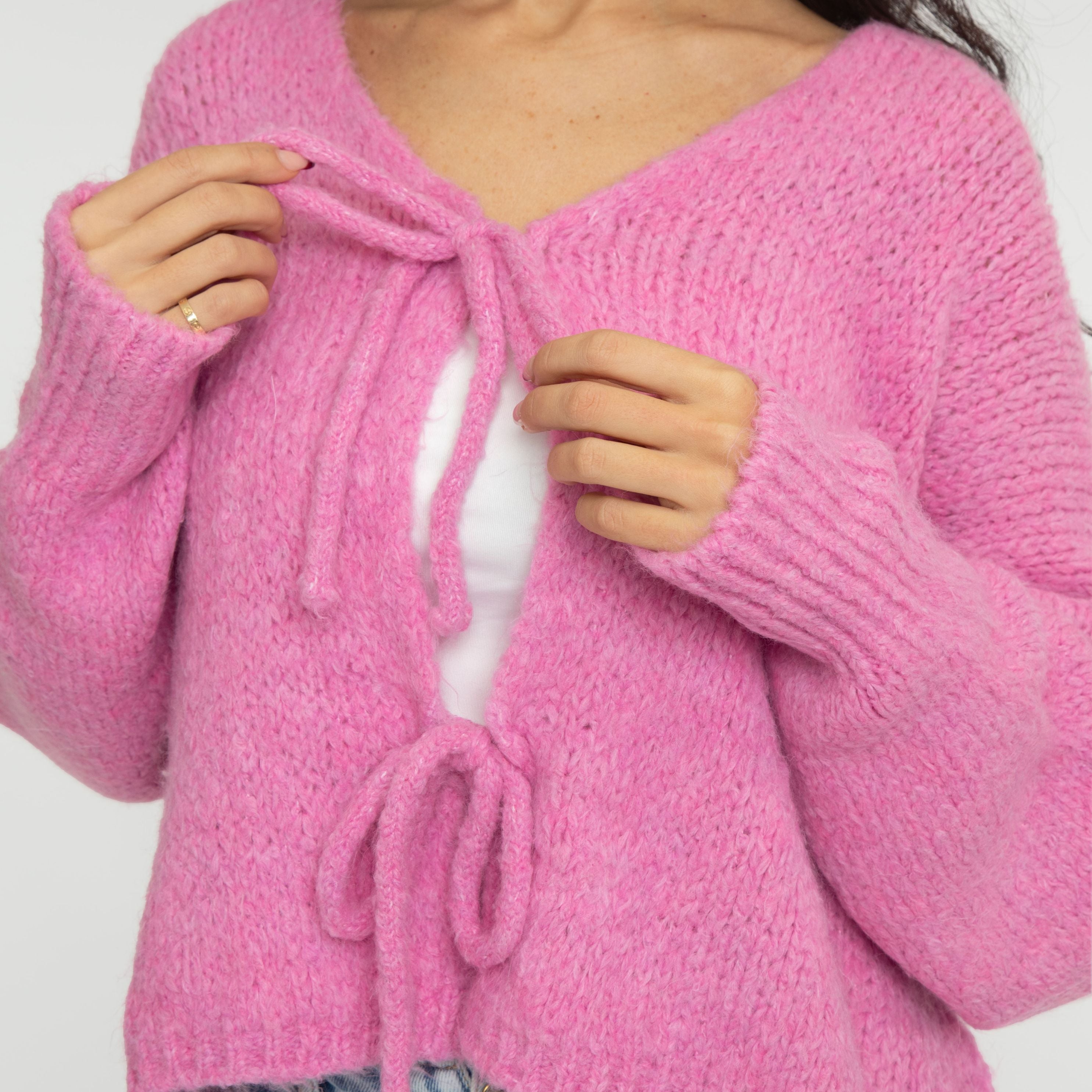 V-Ausschnitt Schleifen Cardigan