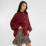 Burgundy Oversized Cardigan "CozyGlam"