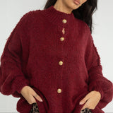 Burgundy Oversized Cardigan "CozyGlam"