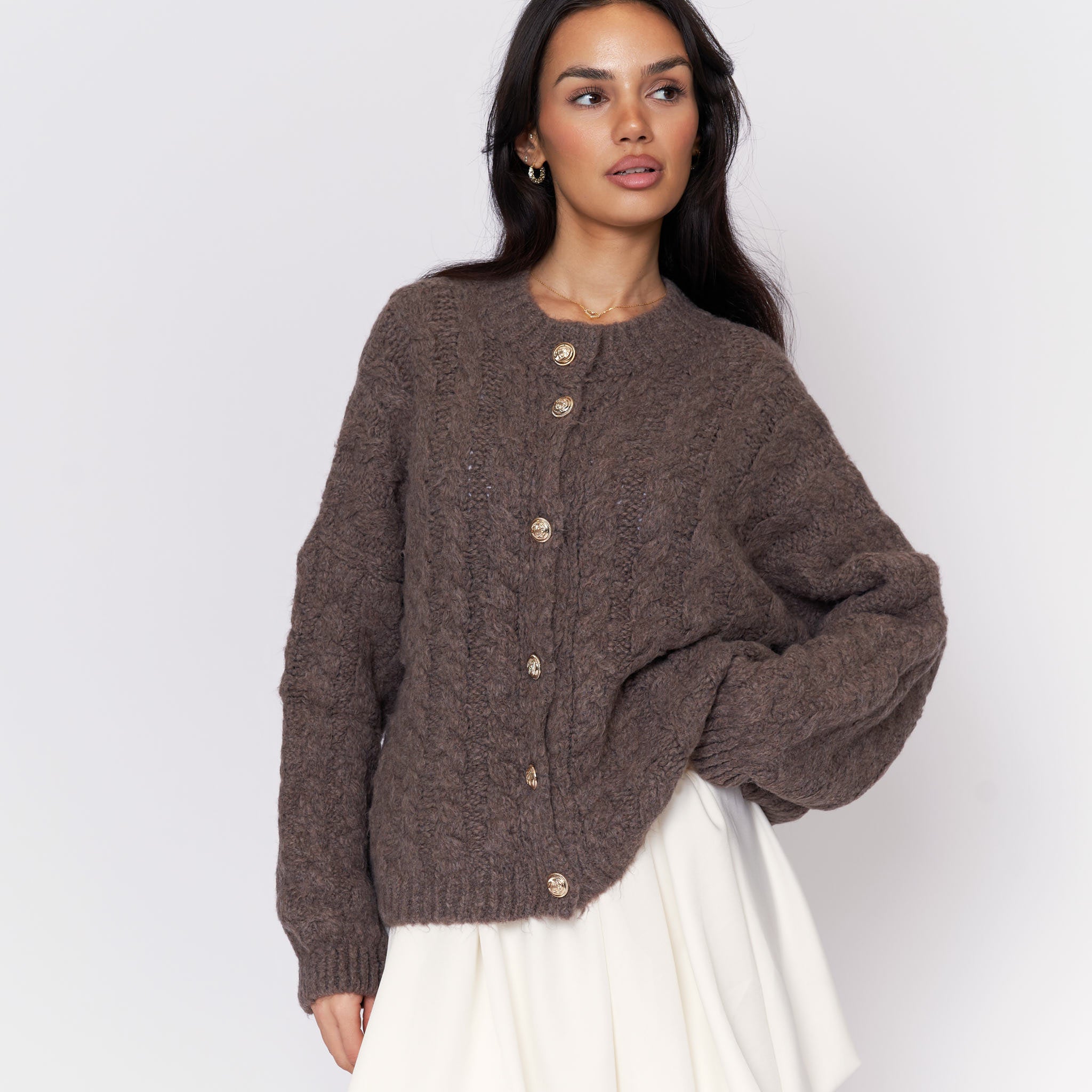 Short Oversize Zopfmuster Cardigan