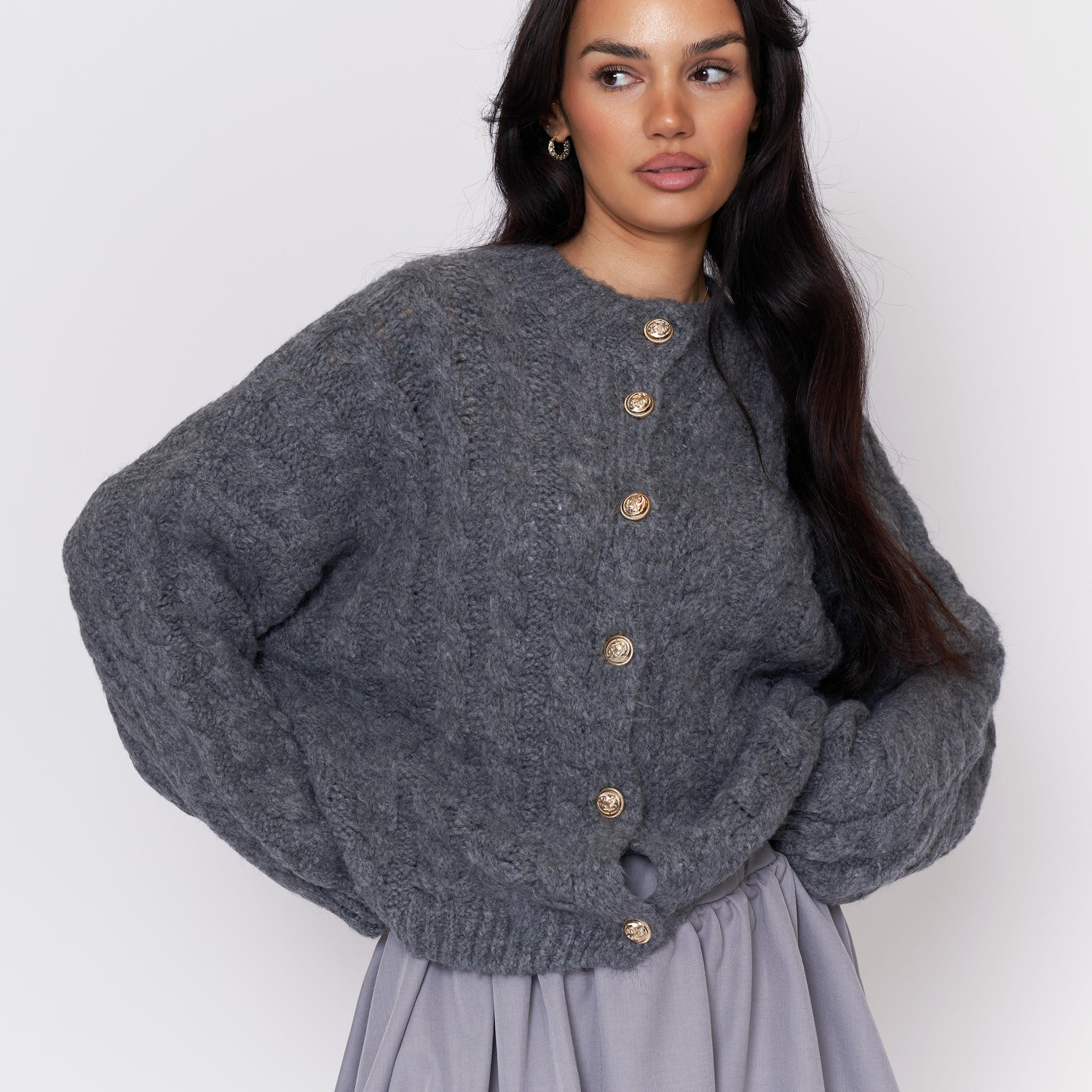 Short Oversize Zopfmuster Cardigan