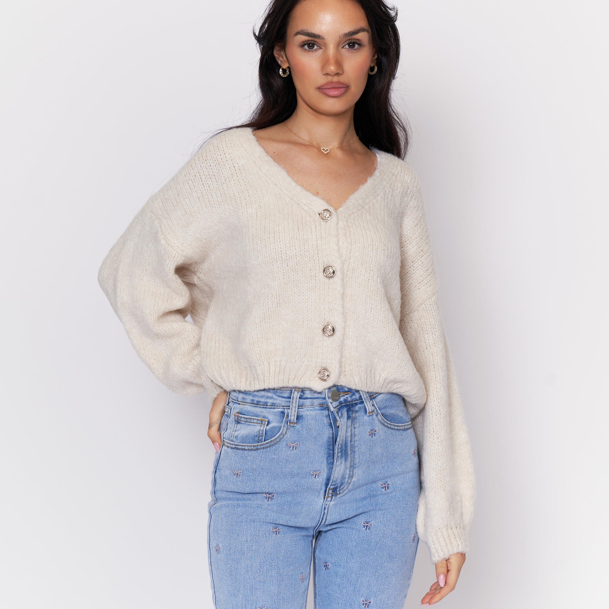 CozyGlam Oversize V-Cardigan Short