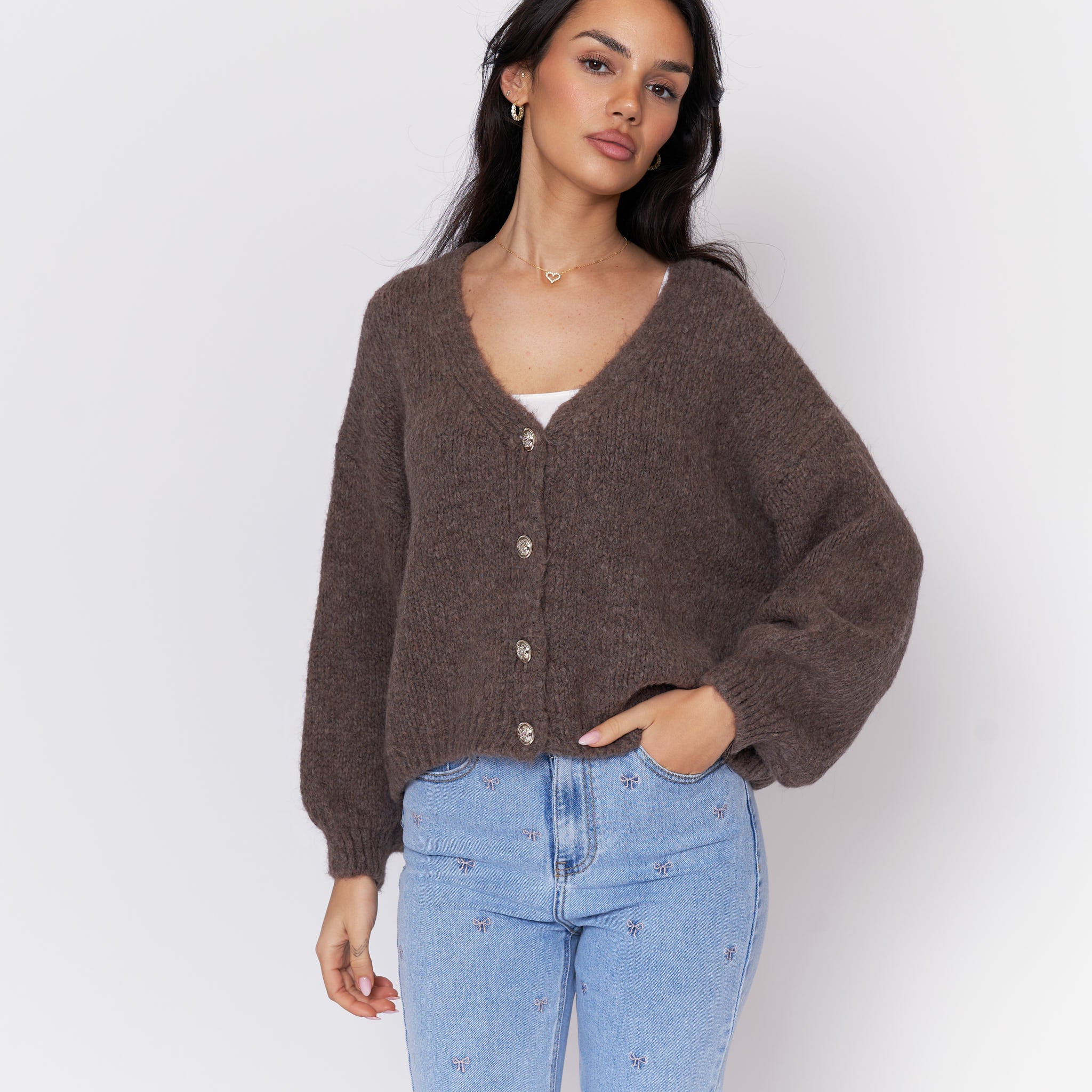 CozyGlam Oversize V-Cardigan Short