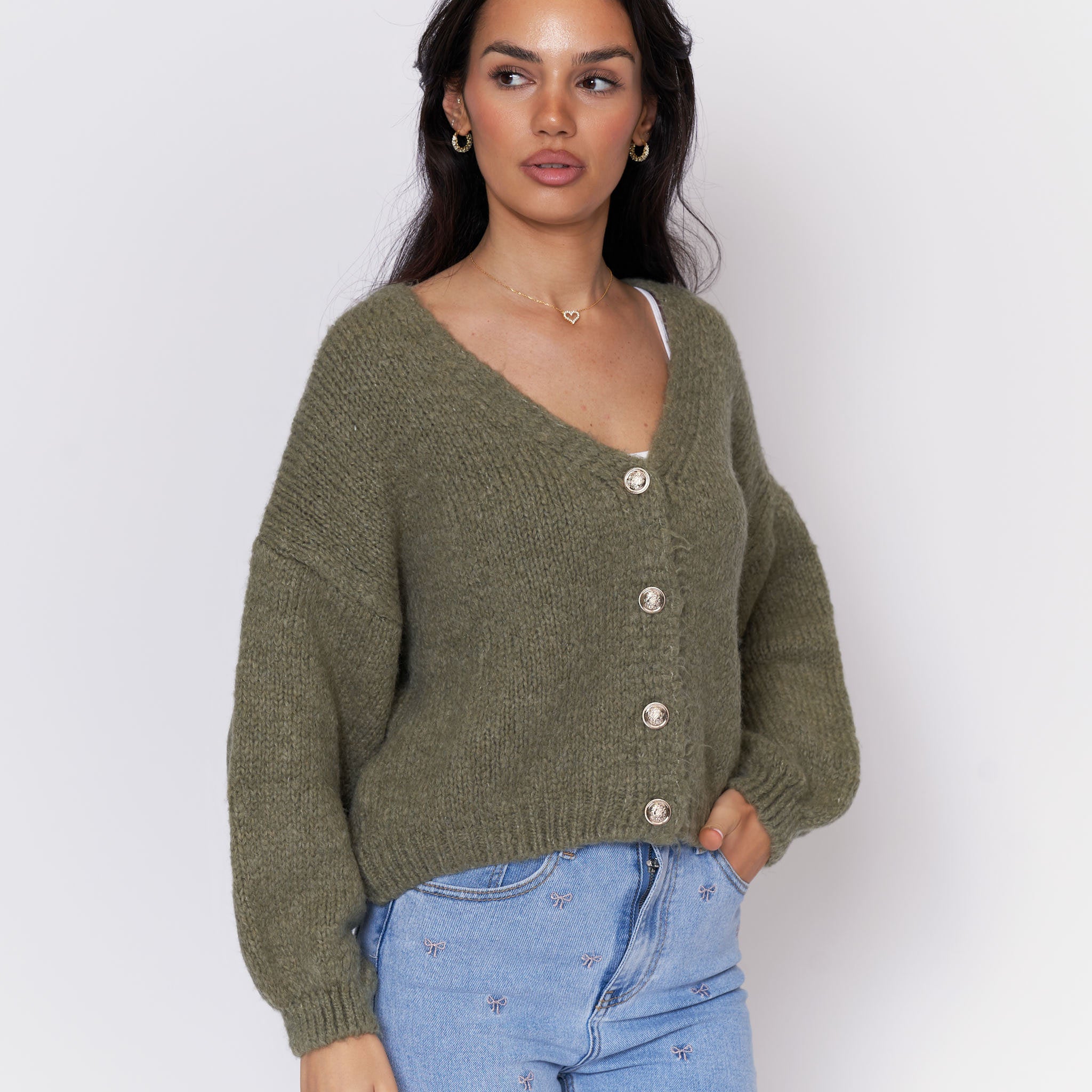 CozyGlam Oversize V-Cardigan Short