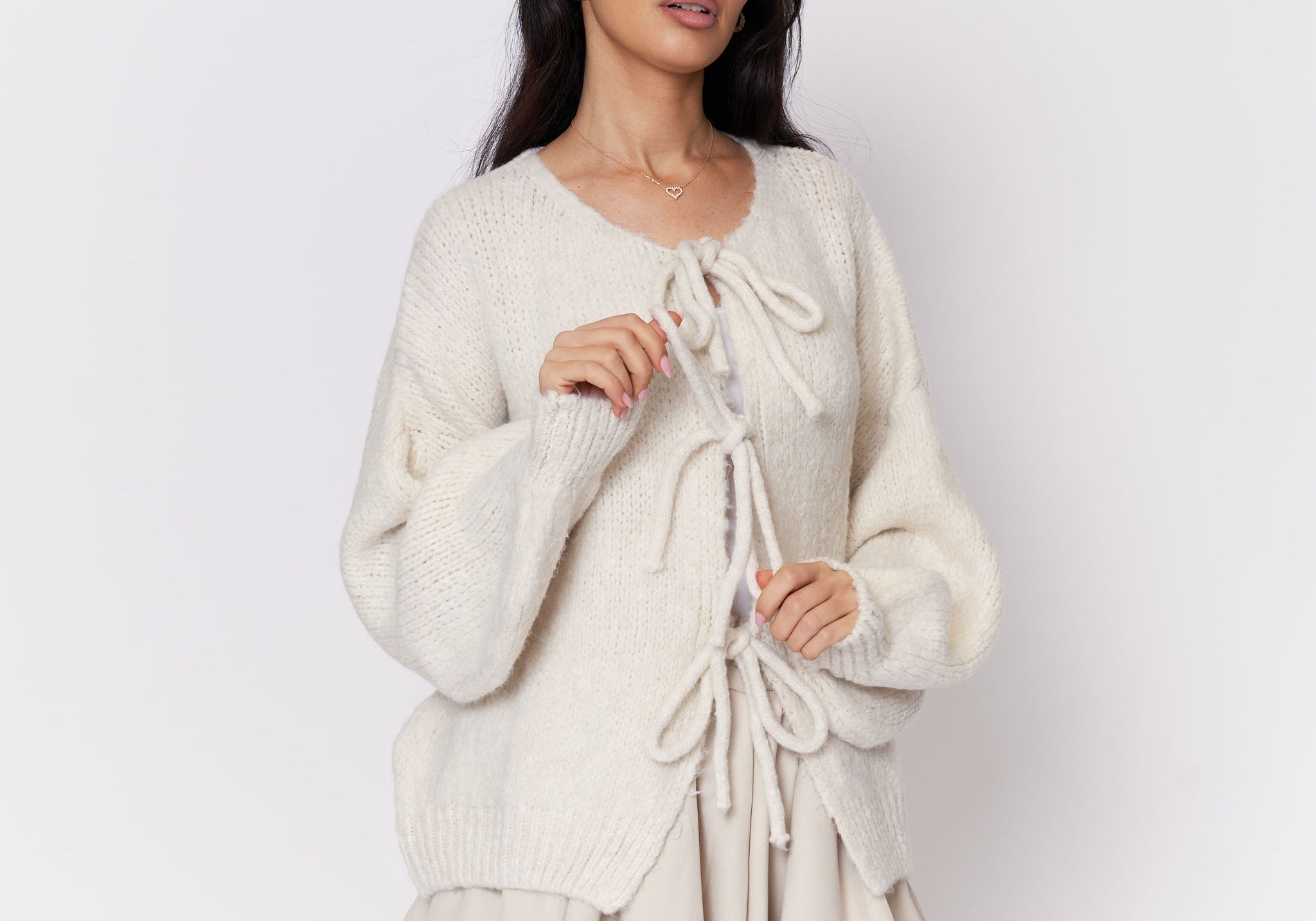 Oversized Cardigan mit Schleifen