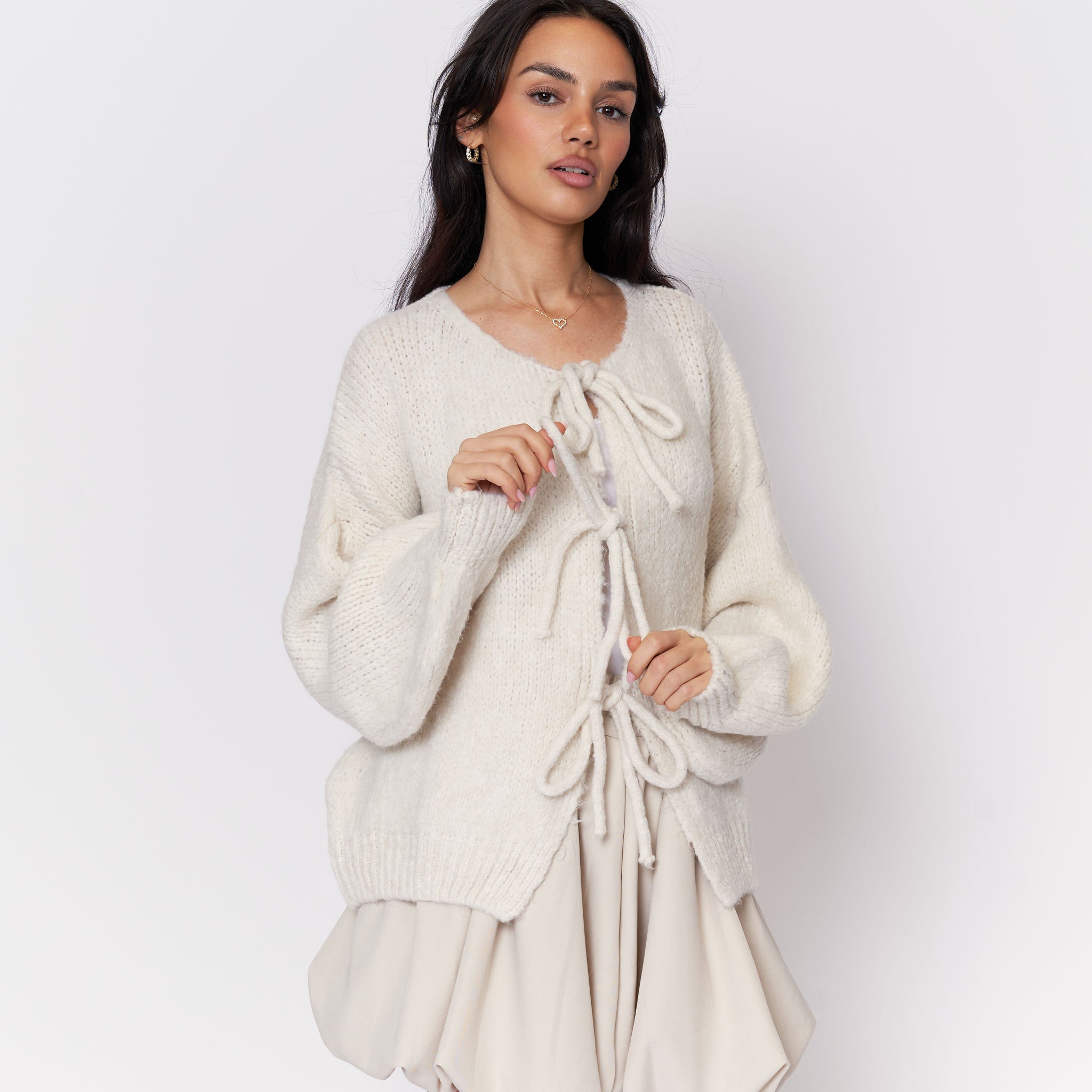 Oversized Cardigan mit Schleifen