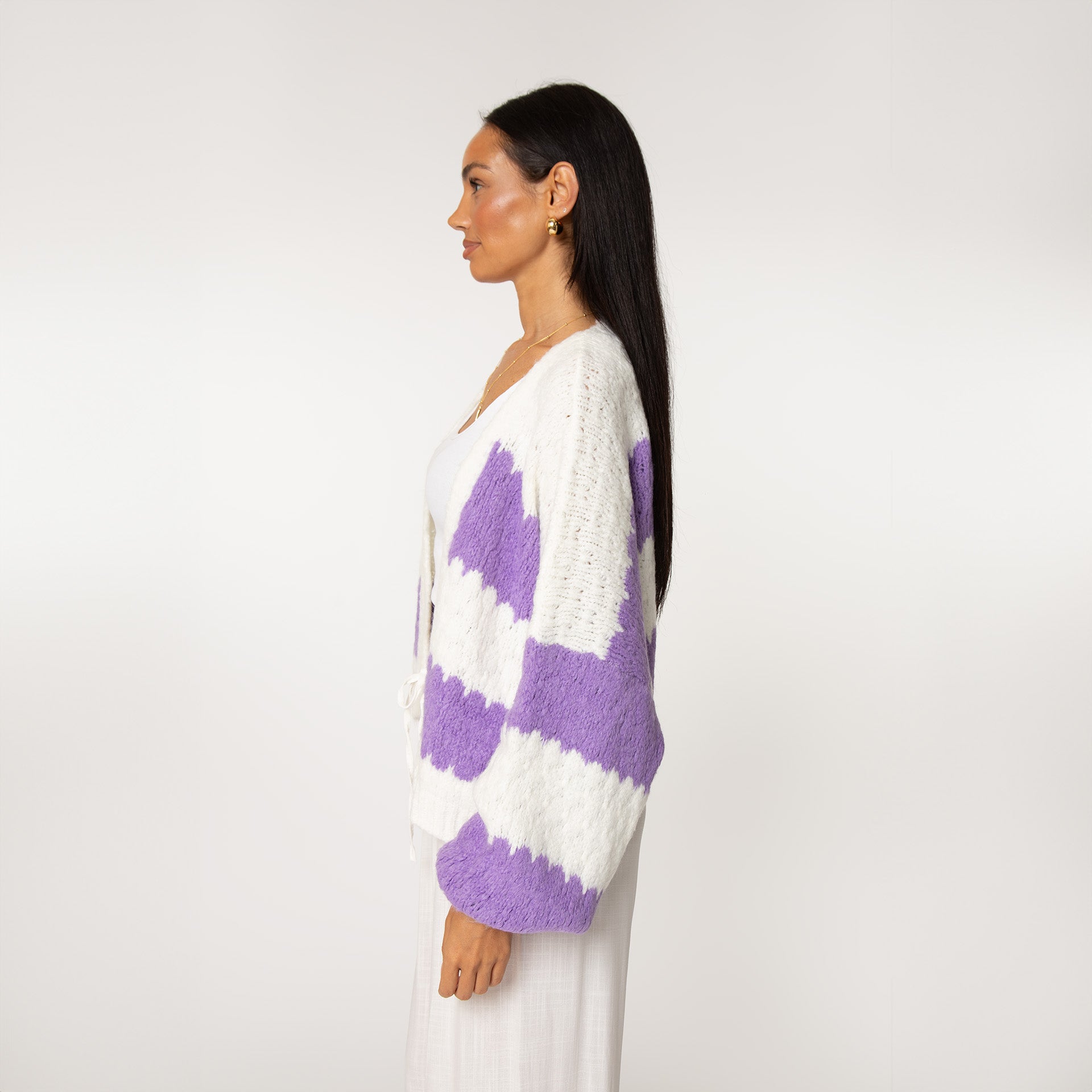 Bold Stripes Cardigan Lila - JEWELINA