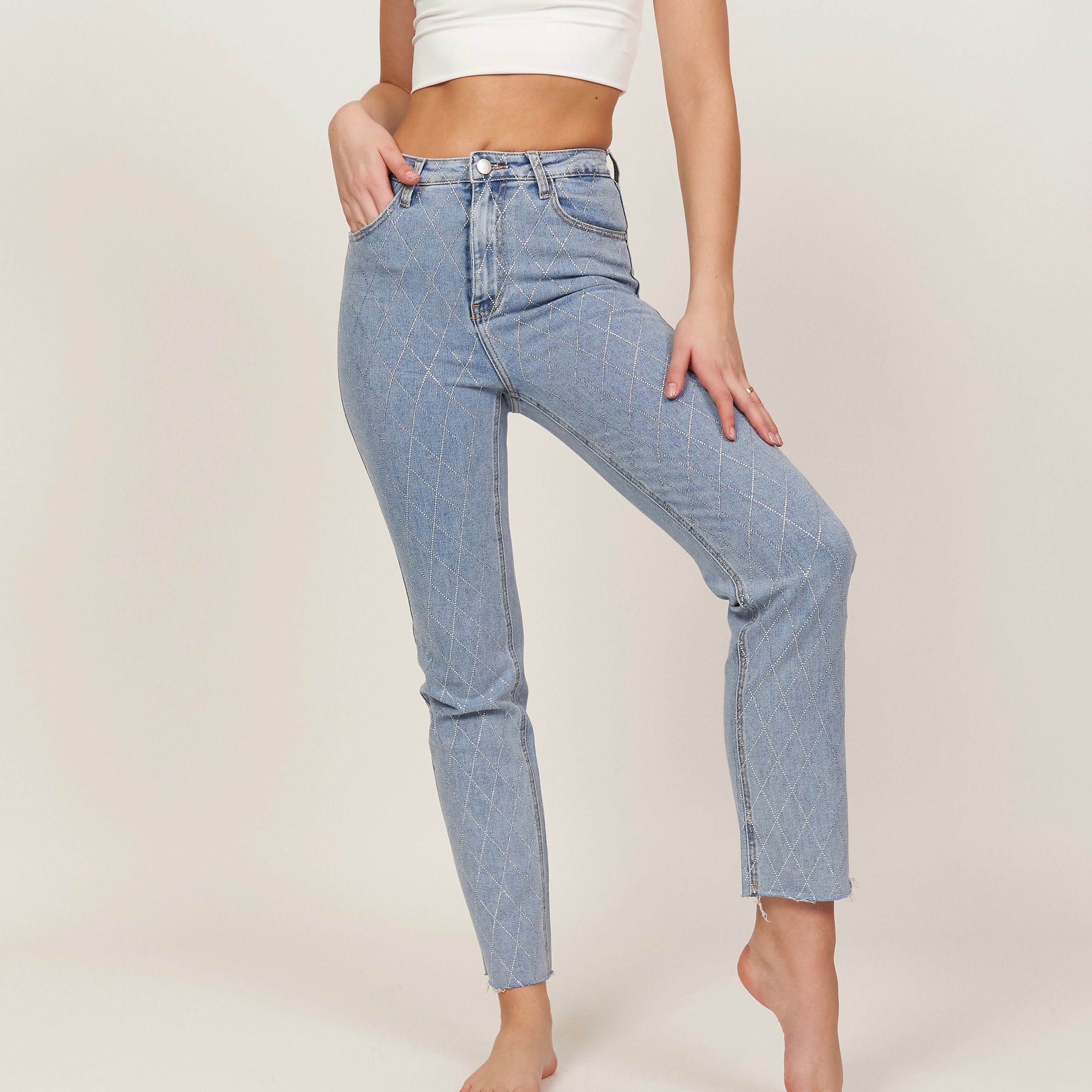 Diamonds Straight Stetch Jeans - JEWELINA