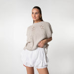 Kurzarm Pullover mit Seitlicher Schleife - JEWELINA