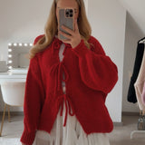 Oversized Cardigan mit Schleifen - JEWELINA