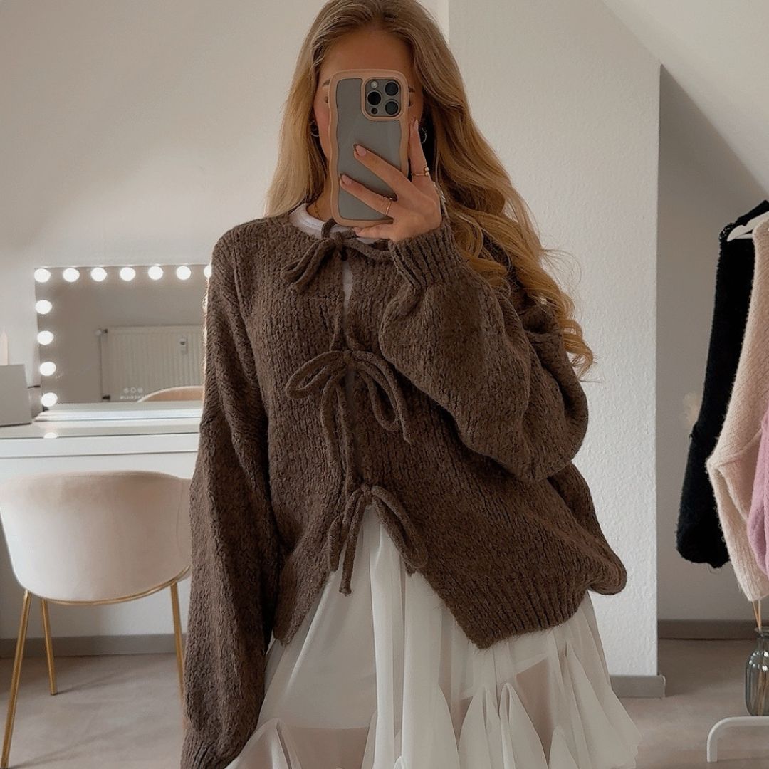 Oversized Cardigan mit Schleifen - JEWELINA