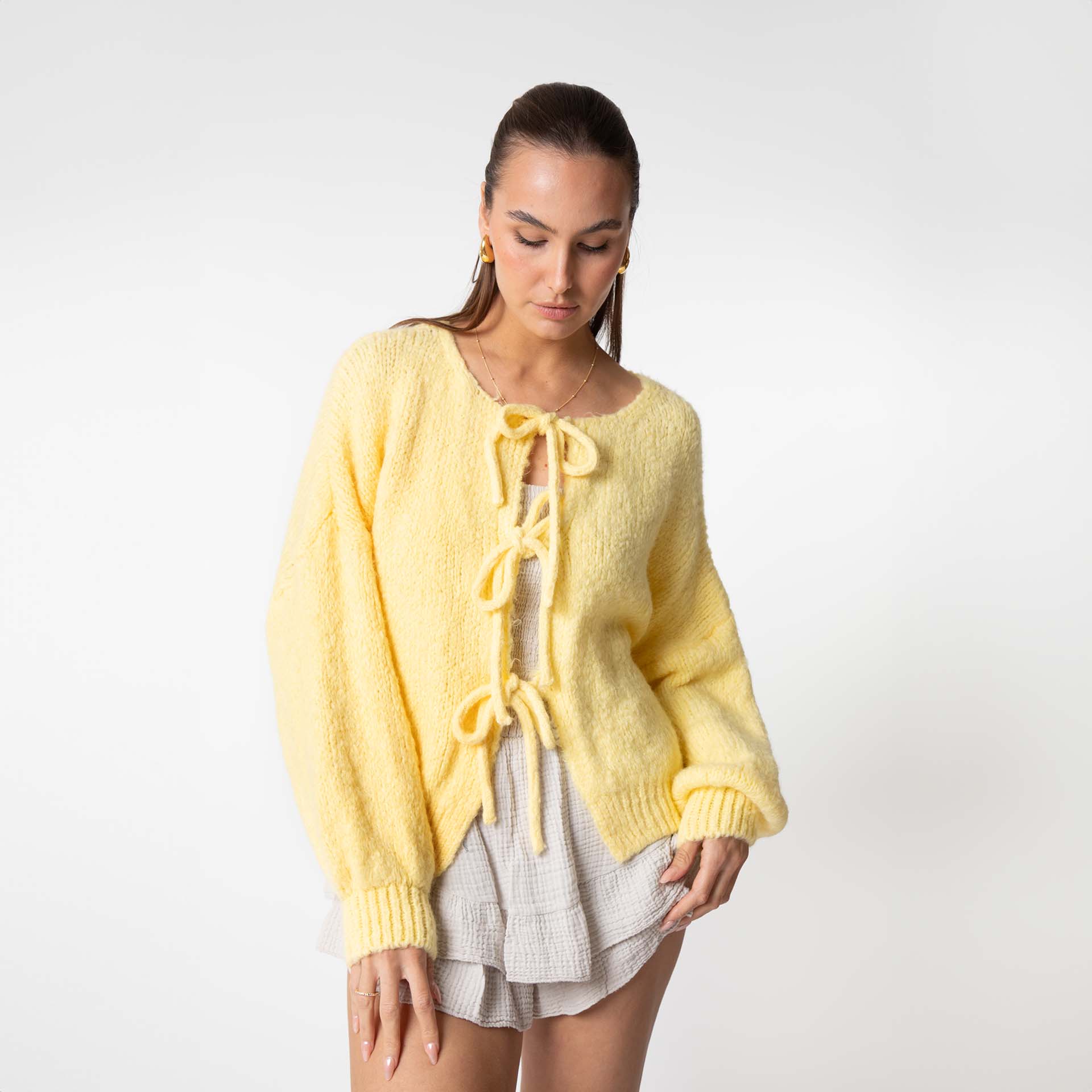 Oversized Cardigan mit Schleifen - JEWELINA